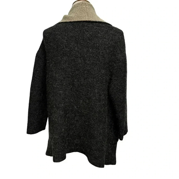 Zara knit coatigan waterfall drape dark gray and cream size small 4/6 - Picture 3 of 8
